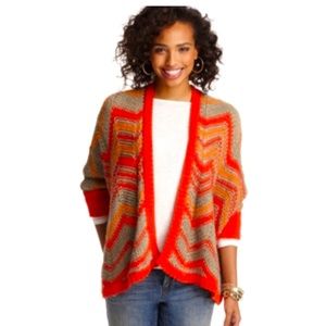 LOFT Chevron Stripes Alpaca Wool Cotton Blend Sweater Orange Tan size S/XS